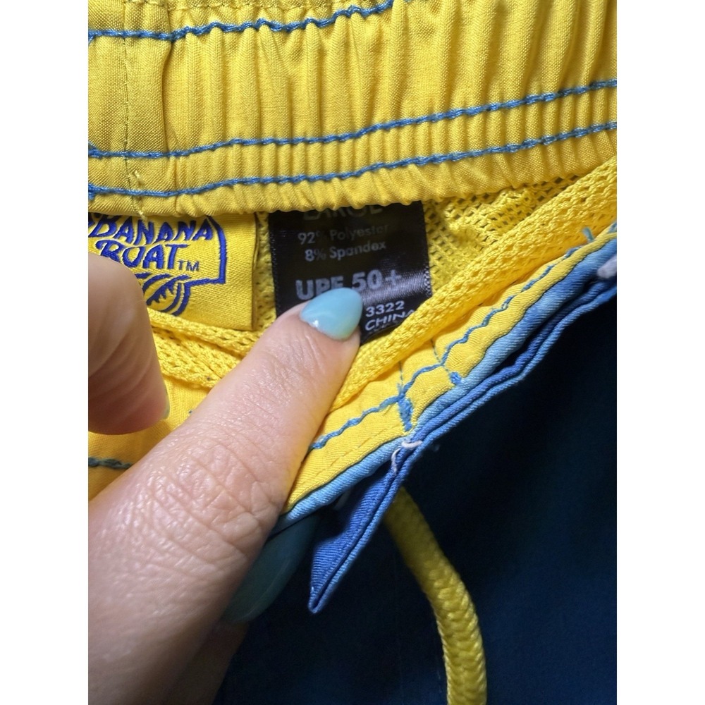 Banana Boat Trunks Mens Large UPF 50 Blue/Yellow Fast Dry Swim Shorts - Picture 5 of 8